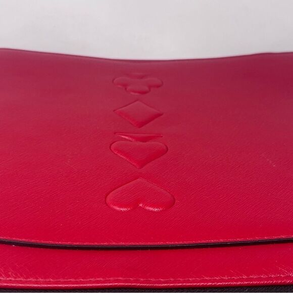 Estee Lauder Cosmetic Train Case Red Faux Leather Card Suits Detail Bag Charm - Picture 3 of 13